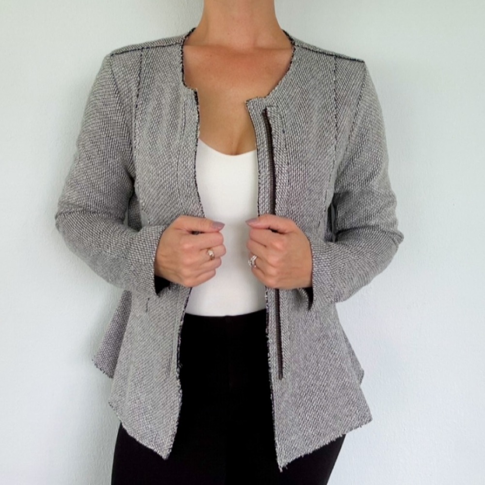 DREW metallic silver glitter full zip stretch blazer cardigan jacket size medium